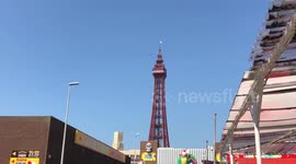 Blackpool tower with england flag
