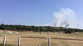 Huge fire at Thurstaston Common Caldy Cricket Club evacuated