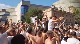 England fans celebrate on the streets of Birmingham
