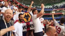 England fans celebrate in Samara after victory over Sweden seals semi-final place