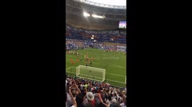 Stands shake as England fans celebrate in Samara after 2-0 win over Sweden