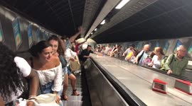 England fans go wild on London Underground celebrating victory over Sweden