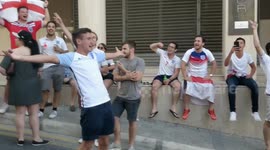 England fans celebrate in Malta after winning quarter final