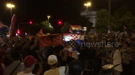 Croatian Fans celebrate victory against Russia on the streets of Nuremberg, Germany - World Cup 2018