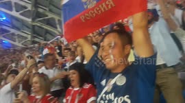 Russia celebrates goal against Croatia before defeat