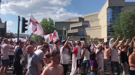 Football fans in Birmingham after England’s Quarter Final win