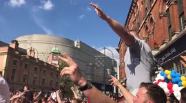 England football fans celebrate in Birmingham