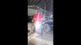 Heavy metaller! Guy plays electric guitar with a welding gun