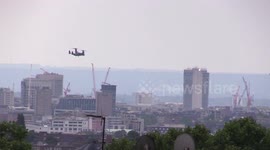 Osprey aircraft fly over London in preparation for president Trump's UK visit