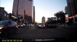 Car accident flips car on roof.