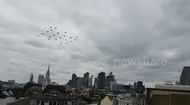 Typhoons form '100' over London to mark RAF centenary