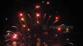 TRIANGLE UFO'S APPEAR AT FIRE WORKS MILWAUKEE WISCONSIN WEIRD!