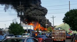 Huge fire at recycling center 5600 york st