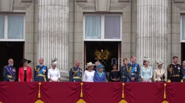 Newsflare Edit - Sophie Countess of Wessex jumps in fright on royal balcony at RAF centenary