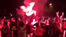 French fans celebrating victory in World Cup semi-final