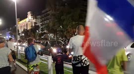 French fans celebrate on Nice's Promenade des Anglais