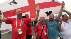 More scenes like this tonight, please! - England fans in Russia and back home celebrate