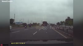 Video captures remarkable escape as van spins 180 degrees on motorway