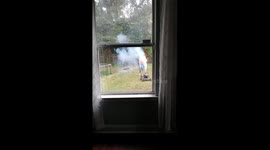 The wife said no fireworks until yard work was done