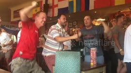 England fans in Portsmouth celebrate first goal of semi-final match