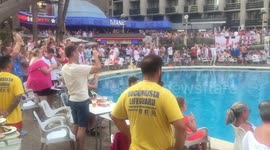 England fans celebrate wildly in Benidorm after goal