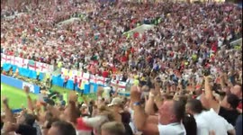 England fans celebrate in stands at Luzhniki after early goal