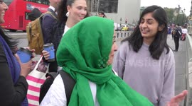 Muslimahs Resist Trump protest at Westminster Bridge & Millicent Fawcett, Suffragist London, UK