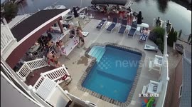 Girl falls after tripping in pool