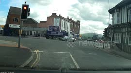 Red light runner Dansom Lane on moped. Hull UK