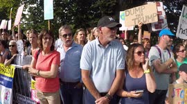 Hundreds of anti-Trump protesters demonstrate outside Blenheim Palace
