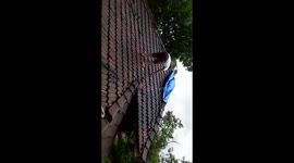 Man slips from roof of Indian house but lands safely