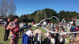 Australian entertainer fires toilet paper into crowd of children
