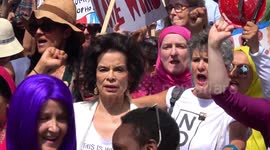 Bianca Jagger leads thousands of women on anti-Trump protest in London