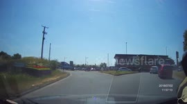 Caught on dashcam: Two youngsters carelessly riding their grandparents mobility scooters before almost getting hit.
