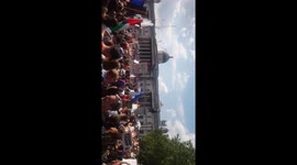 Crowds gathered on Trafalgar Square