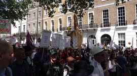 Londoners marching to Trafalgar Square in anti-Trump protest