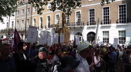 UK Steel workers protest Trump's visit in the UK