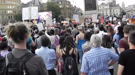 Anti trump protesters heading down Whitehall from Trafalgar Square towards Westminster for a demo to protest Donald Trumps visit to the UK by jim connor
