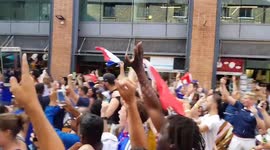 FRENCH FANS CELEBRATING THE WORLD CUP IN LONDON
