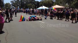 San Diego Derby dolls - Jumped by Man! - San Diego pride parade 2018