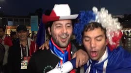French fans in Moscow sing 'Allez les Bleus' to celebrate World Cup victory