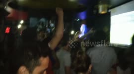 French fans in London celebrate the moment France wins World Cup