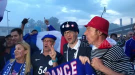 Fans sing to celebrate France’s World Cup victory