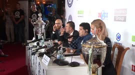 Maradona speaks to media during press conference in Belarus