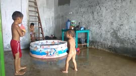 happy boy with water