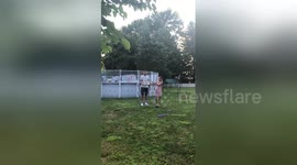 Gender reveal fireworks fail sends partygoers screaming and running for cover