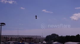 Man flies on incredible hoverboard