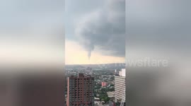 Funnel cloud spotted over NYC harbour as storm sets in