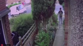 Crook trying to escape with 2ft garden gnome before falling head first through a fence when it turns out to be too heavy