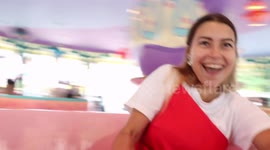 Girl Freaks Out on Teacup Ride - Disney Tokyo 2018